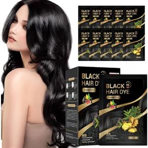 Cerioll 10 Pezzi Shampoo Colorante Nero, Hair Dye Shampooing, Black Hair Dye Shampoo 3 In 1, Colore E Duratura, Per Uomini Donne Copertura Dei Capelli Grigi, Facile Da Applicare, Nero (20ml*10)