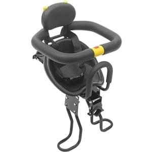 HazLope Seggiolino anteriore per bicicletta, 1 - 5 anni, per bambini, 35 kg, posizione di seduta regolabile + altezza pedale, ringhiera di sicurezza, cuscino ergonomico, mountain bike, bici da città