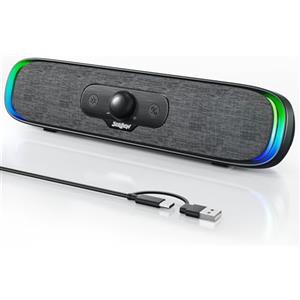SOULION R200 Soundbar Bluetooth USB Casse per PC, Laptop, Monitor, Altoparlanti compatti con 3 effetti luminosi a LED, Alimentazione Tramite USB-C
