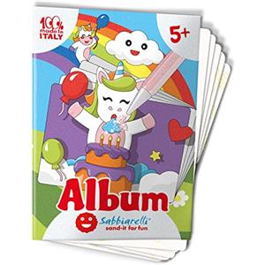 Sabbiarelli Album Unicorni - 5 Fogli Adesivi con 7 Disegni da Colorare con Sabbia per Bambini 5