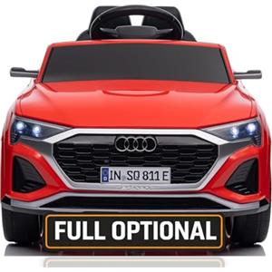 Mondial Toys Auto Elettrica per Bambini Audi SQ8 e-tron Sportback Macchina con Licenza Ufficiale 12V Due Potenti Motori Telecomando Cintura di Sicurezza 5 Punti Porte Apribili Luci LED Musica MP3 Rosso