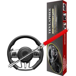 Tevlaphee Blocca Sterzo per Auto Antifurto di Bloccaggio Dispositivi Serratura dello Volante Universale Antifurto immobilizzatore con 3 Chiavi Bloccasterzo (Rosso)