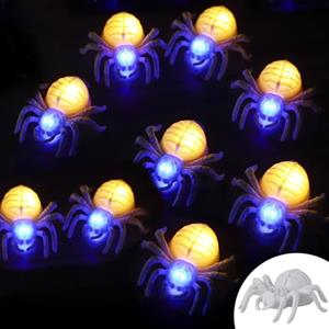 GHONLZIN 9 Pezzi Luce LED a Forma di Ragno Luminoso, Luce Notturna a Forma di Ragno Illuminata per Halloween, Ragno Bicolore a Batteria per Decorazioni da Tavolo Finestre Feste Casa Stregata Oggetti Scena