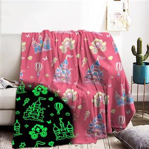 IUNTWEIE Coperta per bambini 130x150cm, con castello a palloncino che brilla al buio, morbida e calda, coperta rosa per ragazze, regalo (CBao, 130 x 150 cm)