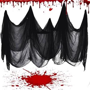 BFYGDP Halloween Decorazioni Tessuto Halloween 200cmx800cm Panno Inquietante di Halloween Ragnatela Nera Filato di Cotone Festa di Halloween Decorazioni Spaventosa Panno Raccapricciante Interni ed Esterni