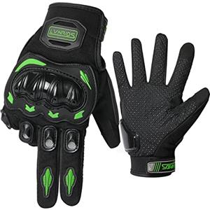 LVNRIDS Guanti da Moto Uomo Donna, Guanti Moto Motocross Estate con dita intere Touch Screen per BMX ATV MTB Ciclismo Verde M