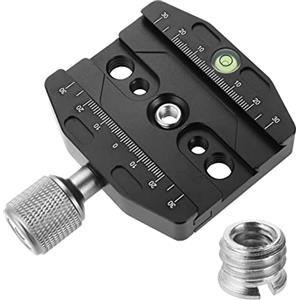 Aupoko Piastra di Sgancio Rapido QR-70N della Fotocamera Universale con Viti di Conversione da 1/4 "e 3/8", QR 70mm Piastra Accessori per Fotocamera in Alluminio da per Treppiede/DSLR