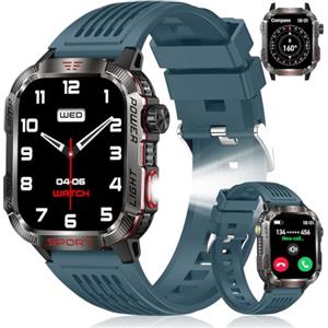 INMUA Smartwatch Uomo 2.01" con Chiamate Bluetooth,100+ Modalità Sportive,Impermeabile IP68 Orologio Uomo Smartwatch con Monitoraggio Sonno/Frequenza Cardiaca per iOS Android,2 Cinturini (Blu)