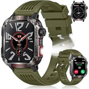 INMUA Smartwatch Uomo 2.01" con Chiamate Bluetooth,100+ Modalità Sportive,Impermeabile IP68 Orologio Uomo Smartwatch con Monitoraggio Sonno/Frequenza Cardiaca per iOS Android,2 Cinturini (verde)