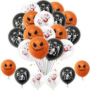 Tomario 50pcs Halloween palloncini decorazioni set, 12 pollici nero arancione bianco palloncini Happy Halloween fantasma palloncini in lattice per la decorazione della festa di All Hallows' Day