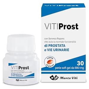 Marco Viti VitiProst - Integratore Prostata e Benessere Urinario, con Serenoa Repens e Vitamina D, Confezione da 30 Perle Soft Gel da 667 mg