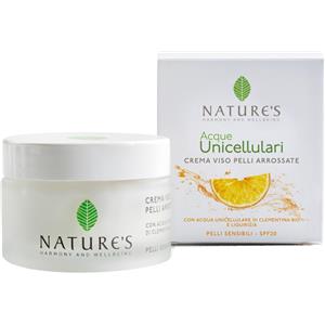 Nature's Acque Unicellulari Crema Viso Pelli Arrossate 50ml - Trattamento Vellutato con Acqua Unicellulare di Clementina Bio e SPF 20