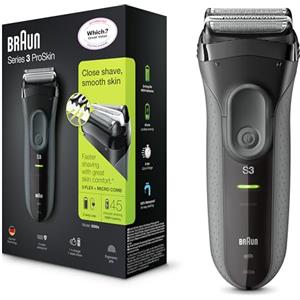 Braun Series 3 ProSkin 3000s Rasoio Elettrico da Uomo Ricaricabile e Senza Fili, Nero