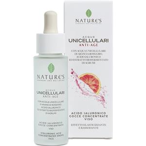 BIOS LINE SpA Acque Unicellulari Anti-Age con Acido Ialuronico e Arancia Rossa - Gocce Concentrate Viso 30ml