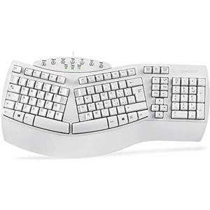 Perixx PERIBOARD-512 Tastiera Split Ergonomica Cablati USB, Design Suddiviso, con 7 Tasti Multimediali e Poggiapolsi Incorporato, Italiano QWERTY, Bianca