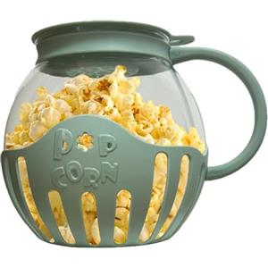 Meindin Ciotola per popcorn per microonde, in vetro borosilicato da 2 l, con coperchio e manici, ciotola in vetro borosilicato per microonde e senza BPA, per serate cinematografiche per bambini