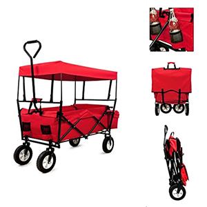 ECOVELO' CARRELLO A MANO PIEGHEVOLE DA SPIAGGIA MAX 80KG CON TETTUCCIO CARRETTO DA GIARDINO RICHIUDIBILE PER CAMPEGGIO