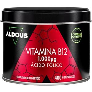 Aldous Bio Vitamina B12 e Acido Folico - 400 Compresse (Scorta per +1 Anno) - B12 Vitamina 1000 mcg + Acido Folico 400 mcg - Integratori Stanchezza e Fatica - Integratori Difese Immunitarie - Vegan - ALDOUS