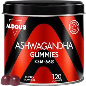 Aldous Bio Ashwagandha Gommose - 120 Caramelle Gommose - Ashwagandha KSM-66 - Integratore Antistress, Relax - Radice Withania Somnífera - Supporto Energia e Vitalità - Vegan - ALDOUS