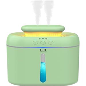 HZD Umidificatore Ambiente Bambini, 2L Umidificatore Camera da Letto, 20 dB Silenziosi Umidificatore per Camerette, Piante e Uffici, con Timer di Spegnimento Automatico e Funzione Luce Notturna (Verde)