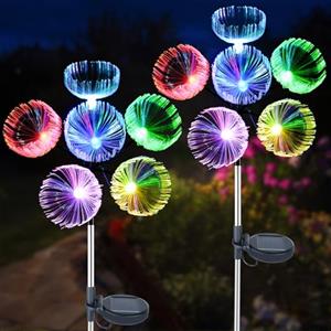 Fohil Lampade Solari da Giardino, 2 Pezzi Luci Solari Fiore LED, Luce Solare Esterno Decorazione da Giardino Impermeabile Decorazioni di Giardino, Prato, Natale Regali di Compleanno Per le Donne