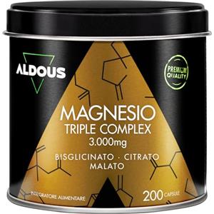 Aldous Bio Magnesio Completo 3000mg - 200 Capsule - Magnesio Bisglicinato, Citrato, Malato - 422,5mg Elementare - Energia, Muscoli - Integratori Stanchezza, Articolazioni - Magnesium Complex - ALDOUS