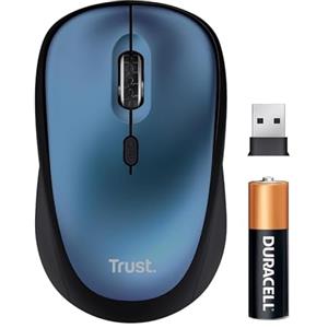Trust Yvi+ Mouse Wireless Silenzioso con Design Sostenibile, 800-1600 DPI, per Mano Sinistra e Destra, Microricevitore USB, Mouse Senza Fili Compatto per PC, Computer, Laptop, Mac - Blu