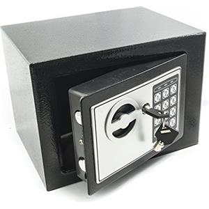 Bakaji Cassaforte a Muro Numerica Digitale 23 x 17 x 17 cm Cassetta di Sicurezza Elettronica da armadio Casa Albergo Hotel Safe + 4 x AA Batterie e Chiavi di Emergenza (Nero)