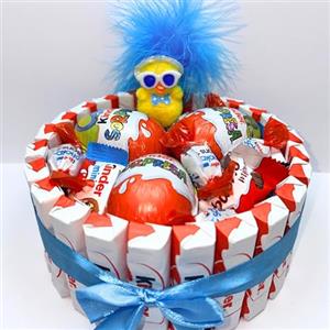 Donda's House® Uovo di Pasqua Cioccolato. Torta di Pasqua 40 pezzi. Uovo Kinder Sorpresa, Schokobons. Pulcino di Pasqua. Uovo di Pasqua kinder. (blu)