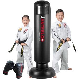 JanTeelGO Sacco da Boxe da Terra Bambini con Guantoni da Boxe: JanTeelGO 150cm Sacco da Box Allenamento Boxe - Pungiball Bambin e Ragazze Età 3-12 per Praticare Karate, Taekwond (Sacco da Boxe da Terra-B)