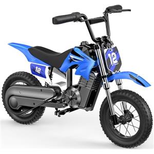 iScooter Moto elettrica per bambini, motore elettrico con batteria da 36 V, 5,2 Ah, modalità di velocità 8/13/25 KMH, portata 22 km, pneumatici da 12 pollici, LED, doppio assorbimento degli urti, moto per 3-10