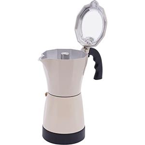 soudesileim Caffettiera elettrica da 480 W, con base, 17 x 20 cm, macchina da caffè da 300 ml, per 6 tazzine da espresso, a induzione italiana per espresso (beige)