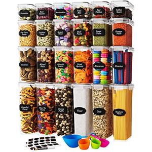 Chef's Path Set di contenitori ermetici per alimenti, 24 pezzi, per organizzazione cucina e dispensa, senza BPA, contenitori in plastica con coperchi resistenti, ideali per cereali, farina e zucchero, set di