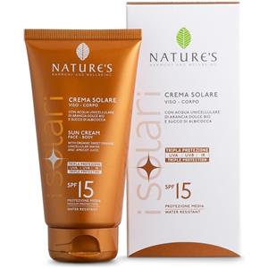 Nature's Crema Solare Viso e Corpo SPF 15 - 150 ml con Acqua Unicellulare di Arancia Dolce bio e Succo di Albicocca