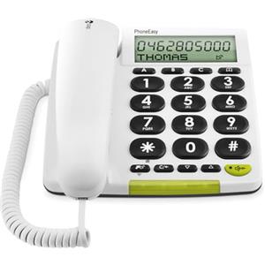 Doro Phone Easy 312Cs - Telefono Analogico Bianco con Pulsanti Grandi, Vivavoce e Identificatore di Chiamata