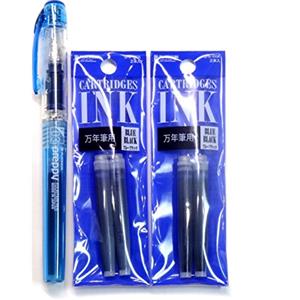 Platinum Penna stilografica Preppy, punta fine, blu nero (PSQ-300#3) + cartucce d'inchiostro SPN-100A#3 (blu nero) Set (importato dal Giappone) [confezione originale Komainu-Dou]