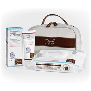 ARTSANA Cofanetto Cambio Pannolino Fiocchi di Riso - Kit Completo con Detergente Intimo Mioderm, Pasta Cambio e Salviette