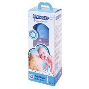 UNIFAMILY Biberon 300ml Silicone Boy - Adatto per Latte e Pappa, Istruzioni di Sterilizzazione Incluse