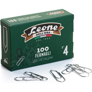 Leone dell'Era Fermagli Zincati N. 4 - 32 mm Triangolari in Acciaio Zincato, Confezione da 100 Pezzi