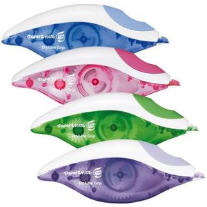 Paper Mate Dryline Grip Correttore a Nastro 5 mm x 8,5 m - Confezione da 12 pezzi, Design Ergonomico e Riscrivibile