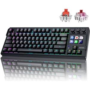 MMOBIEL Tastiera Meccanica per Stream Deck Tastiera QWERTY Hot-Swappable con Retroilluminazione RGB, 6 Tasti Macro LCD Programmabili e 3 Manopole per OBS, Streaming, Editing - per Windows/macOS
