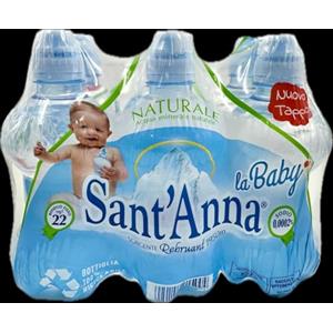 Sant'Anna - La Baby - Blister d'Acqua Minerale Naturale - Con Tappo Thumbs Up per Bere più Facilmente - Confezione da 6 Bottigliette di Plastica da 0.25 Litri