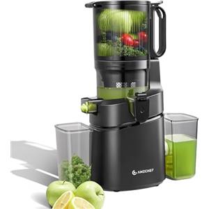 AMZCHEF Estrattore Automatico, Apertura 145MM e Capacità 1,8L Estrattore Frutta e Verdura Intera, 250W Estrattori di Succhi Professionale con Triplo Filtro - Nero