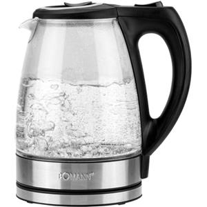 Bomann Bollitore elettrico - Bollitore elettrico - Bollitore in vetro - Bomann - WKS6032CB-NOIR Bollitore 1,7 Litri - Cromo - Base 360° - 2200 Watt