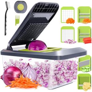 MILcea Affettatrice Mandolina per Verdure Multifunzione Tagliaverdure - Taglia Verdure Manuale con 6 Lame, Frutta Cipolla Patate Cubetti Julienne, Mandolina per Verdure Regolabile