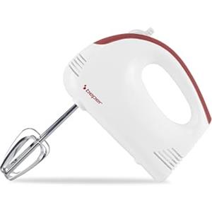 BEPER P102SBA110 Sbattitore Elettrico Leggero,200W, 5 Velocità, Fruste in Acciaio Inossidabile, Ergonomico e Facile da Pulire, Alimentazione a filo, Bianco/Rosso