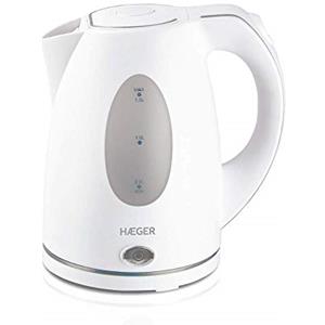 HAEGER LONDON - Bollitore elettrico 1,5 litri, 2200 W, base girevole a 360°, resistenza nascosta in INOX, protezione contro l'ebollizione a secco, spegnimento automatico