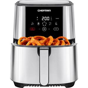 Chefman Friggitrice ad aria Chefman TurboFry Touch, 5 litri per famiglie, controllo digitale, patatine, pollo, carne, pesce, parti antiaderenti lavabili in lavastoviglie, spegnimento automatico, acciaio inox