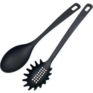 Fackelmann Set Cucchiaio e Servispaghetti, Utensili in Nylon Antigraffio, Utensili da cucina per Padelle Antiaderenti - Resistenti al Calore 200°C, Lavabili in Lavastoviglie