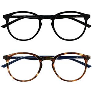 OPULIZE Met 2 Pacco Blocco Luce Blu Occhiali Computer Gioco Nero Marrone Tartaruga Uomo Donna BB60-12 +0,00